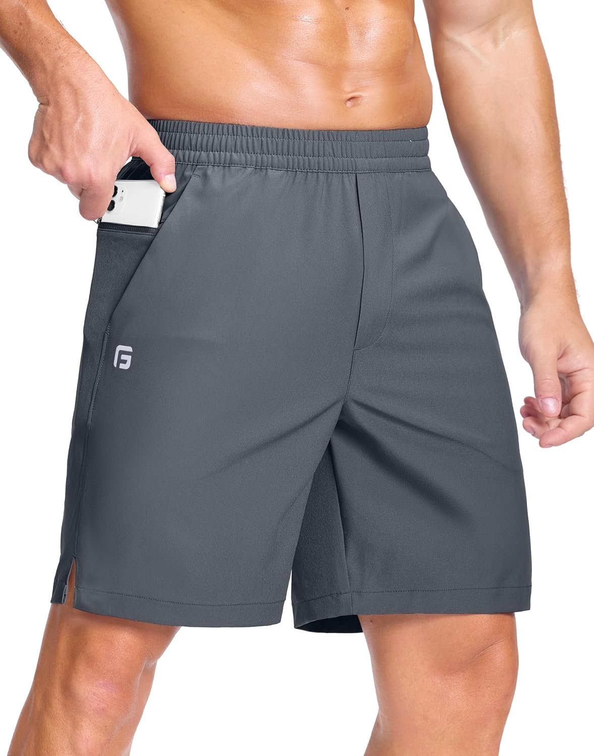 GGJ Men’s Lightweight Athletic Shorts with 2 Zipper Pockets 7″/9″/5″ Gym Workout Running Quick Dry Tennis Shorts for Men
