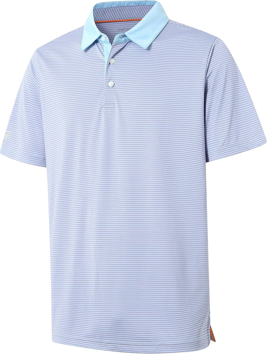 Mens Golf Polo Shirt Moisture Wicking Dry Fit Performance Athletic Short Sleeve Striped Golf Shirts for Men