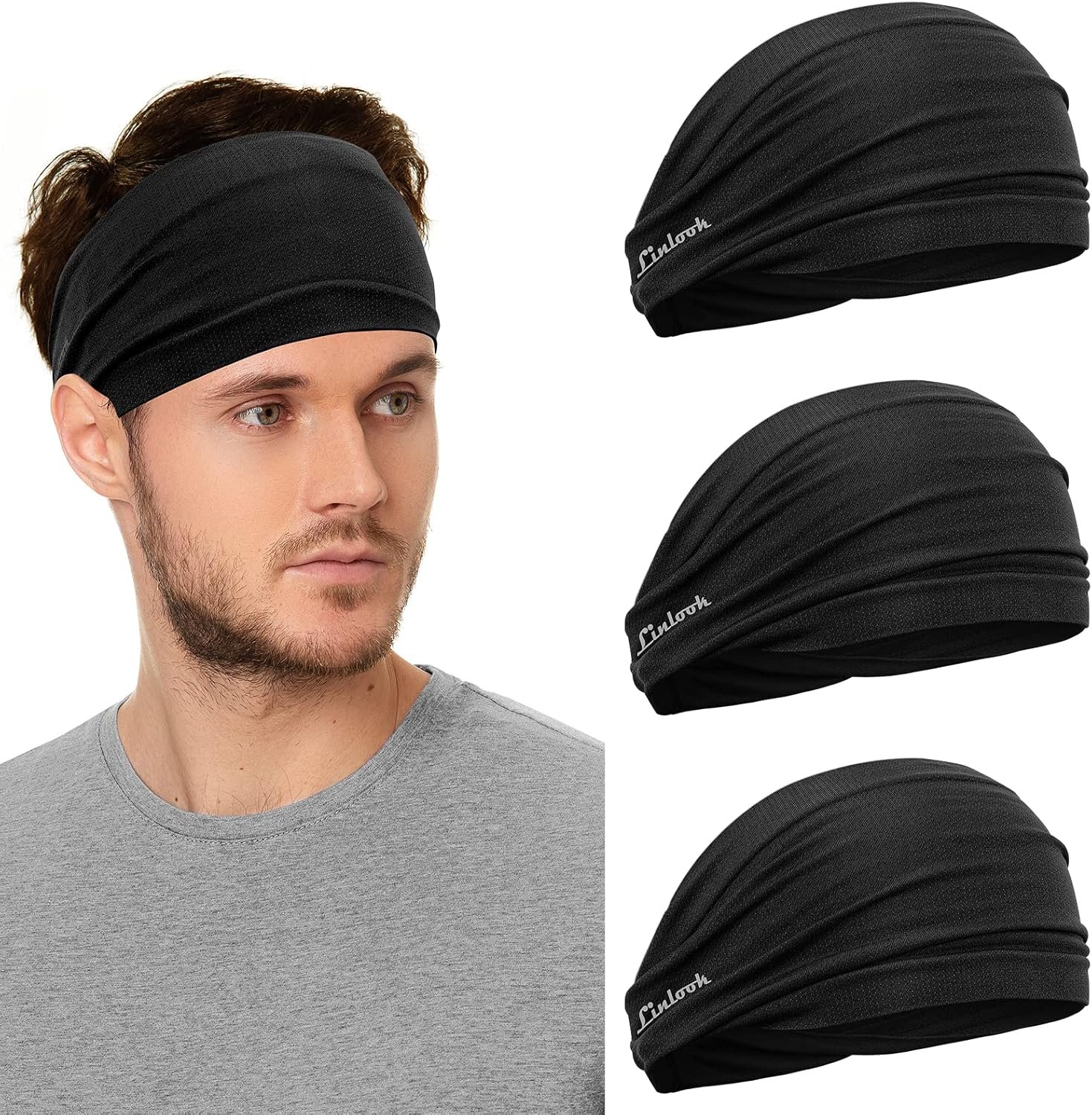Running Headband for Men and Women – Wide Moisture Wicking Sweatbands for Fitness, Running, Hiking, Cycling, Yoga, Basketball