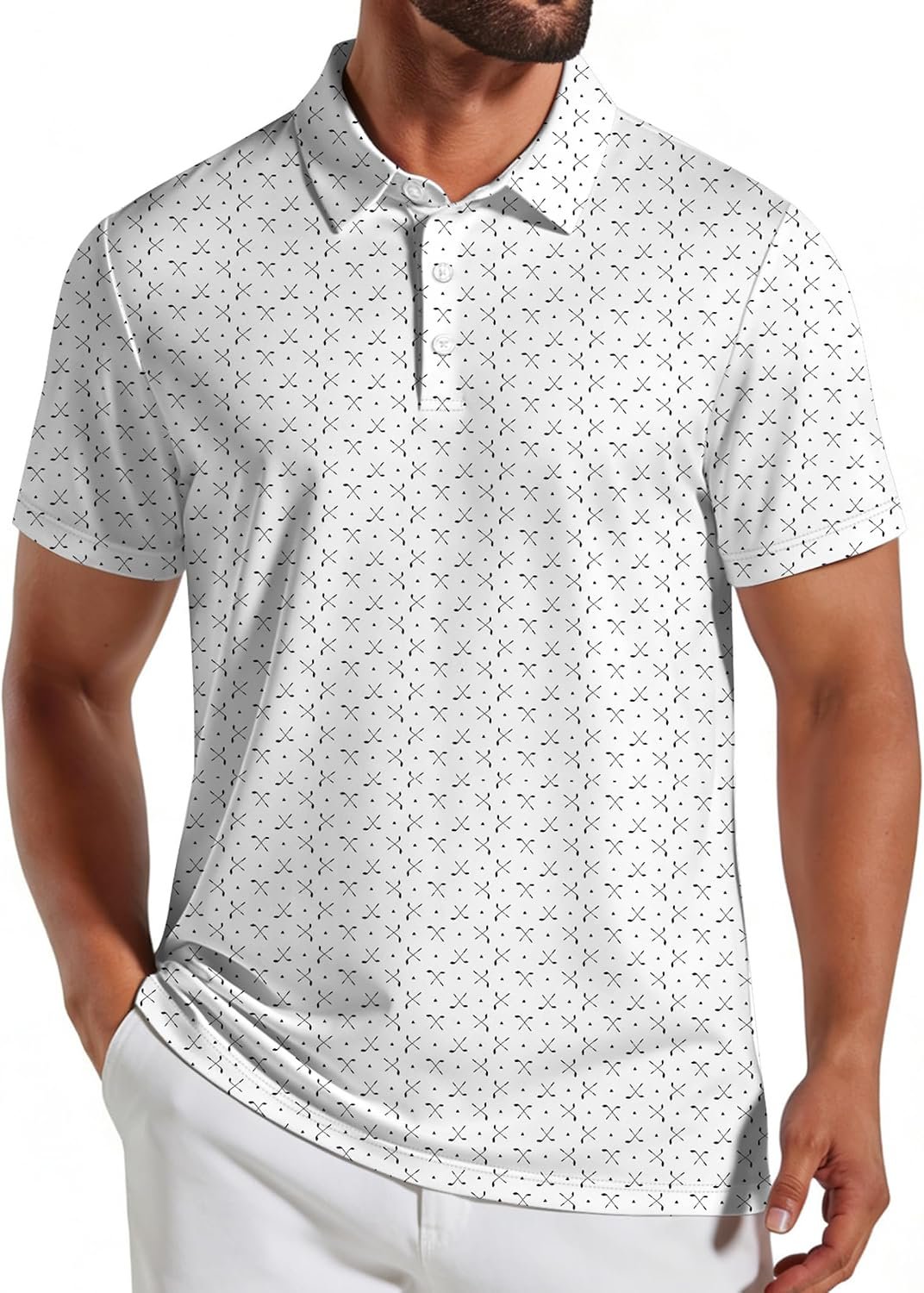 COOFANDY Mens Golf Polo Shirts Short Sleeve Quick Dry Casual Collared Shirt | Quick-dry 4-way stretch , UPF30+, moisture-wicking fabric; 3-button polo collar, side slits; great for golf, work & gifts