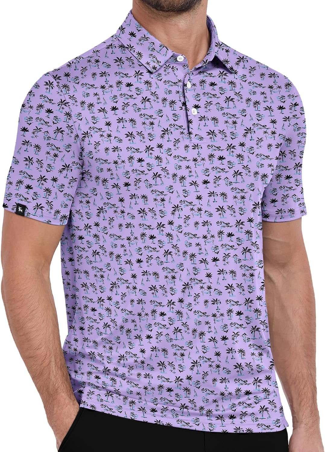 ZITY Mens Print Polo Shirts Short Sleeve Moisture Wicking Shirts for Men Golf Tennis Daily Casual Collared T-Shirt