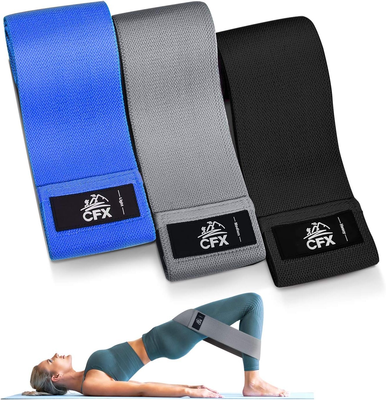 Resistance Bands Set, Exercise Bands with Non-Slip Design for Hips & Glutes, 3 Levels Workout Bands for Women and Men, Booty Bands for Home Fitness, Yoga, Pilates