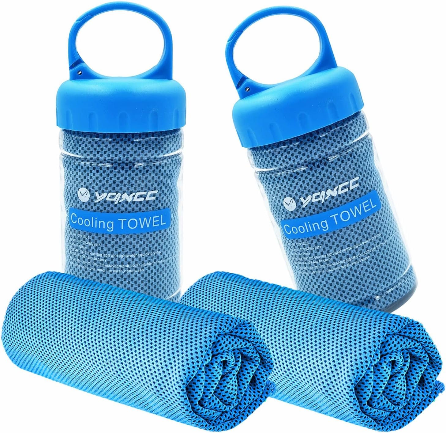 YQXCC 2 Pack Cooling Towels (47″x12″), Ice Cool Towel for Neck & Face | Cooling Neck Wraps, Soft Breathable Microfiber Chilly Towel for Yoga, Golf, Gym, Running, Camping & Hot Weather