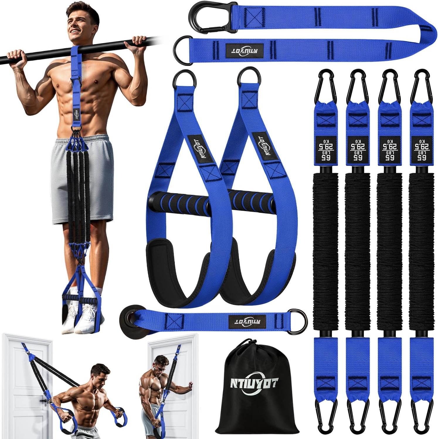 Pull Up Bands, Heavy Duty Resistance Bands with Handle, Workout Bands for Pull Up Bar, Pullup Assist Band Set for Exercise, Full Body Workout, Home Gym for Enhanced Strength, Muscle Training