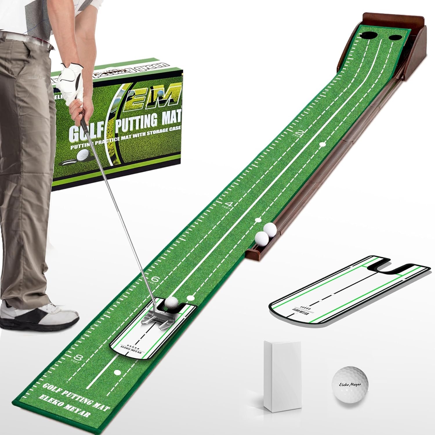 Putting Green Putting matt for Indoors Golf Putting Mat – Indoor Putting with Ball. Putting matt for Golf Practice, Portable and Easy to Clean. Great Gift