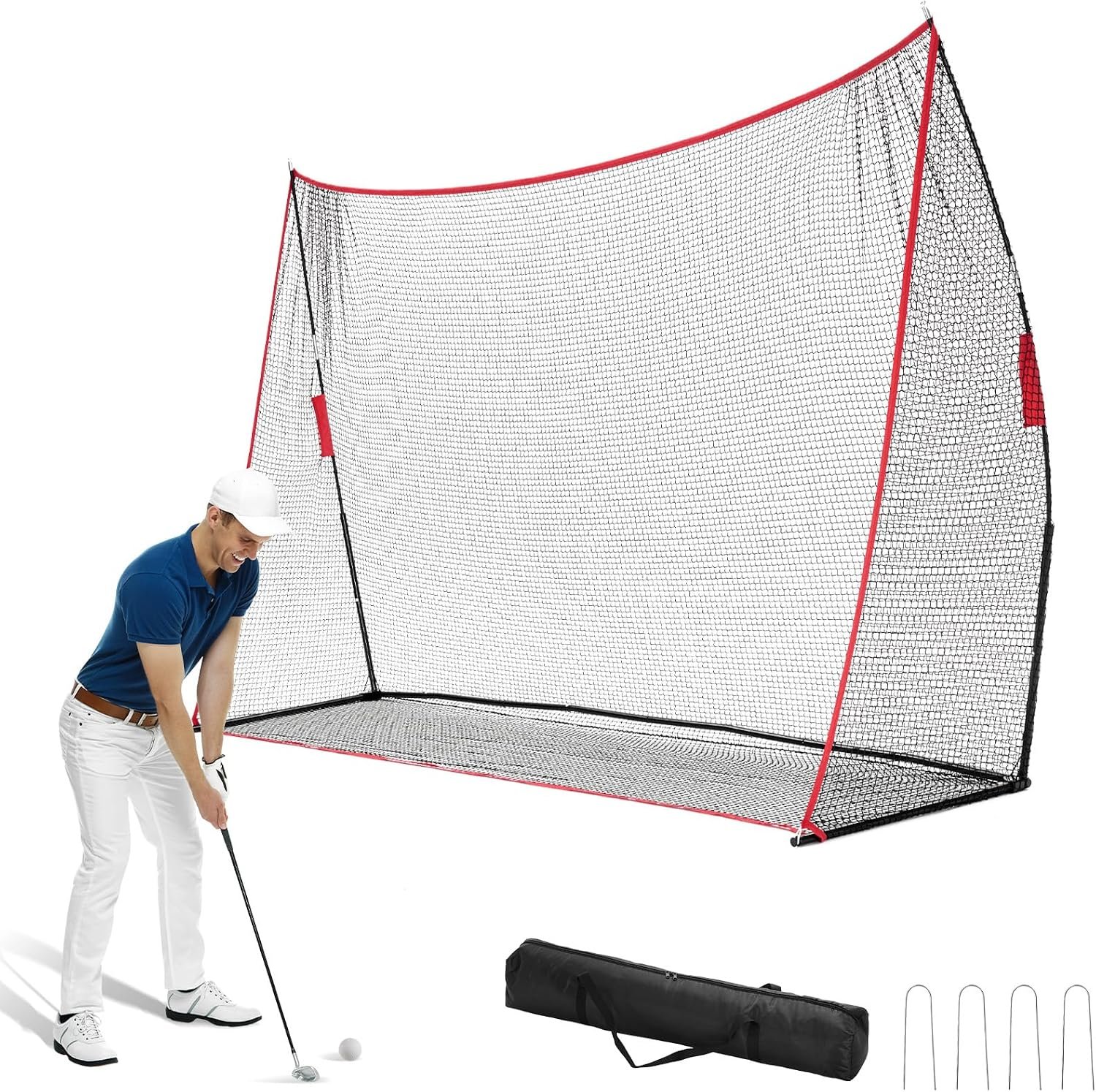 DUMOS Golf Net for Backyard, 10×7 ft Golf Practice Net with Frame, Outdoor Indoor Hitting Net, Personal Driving Range for Home Garage, Sturdy Training Equipment Aids for Swing
