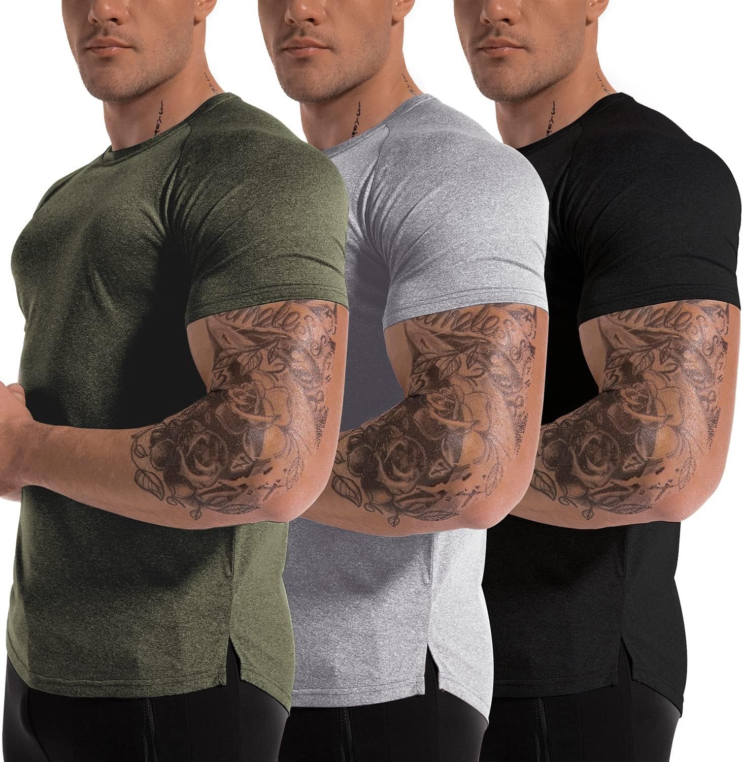 Men’s 3pack Dry Fit Workout Gym T Shirts Short Sleeve Moisture Wicking Tops