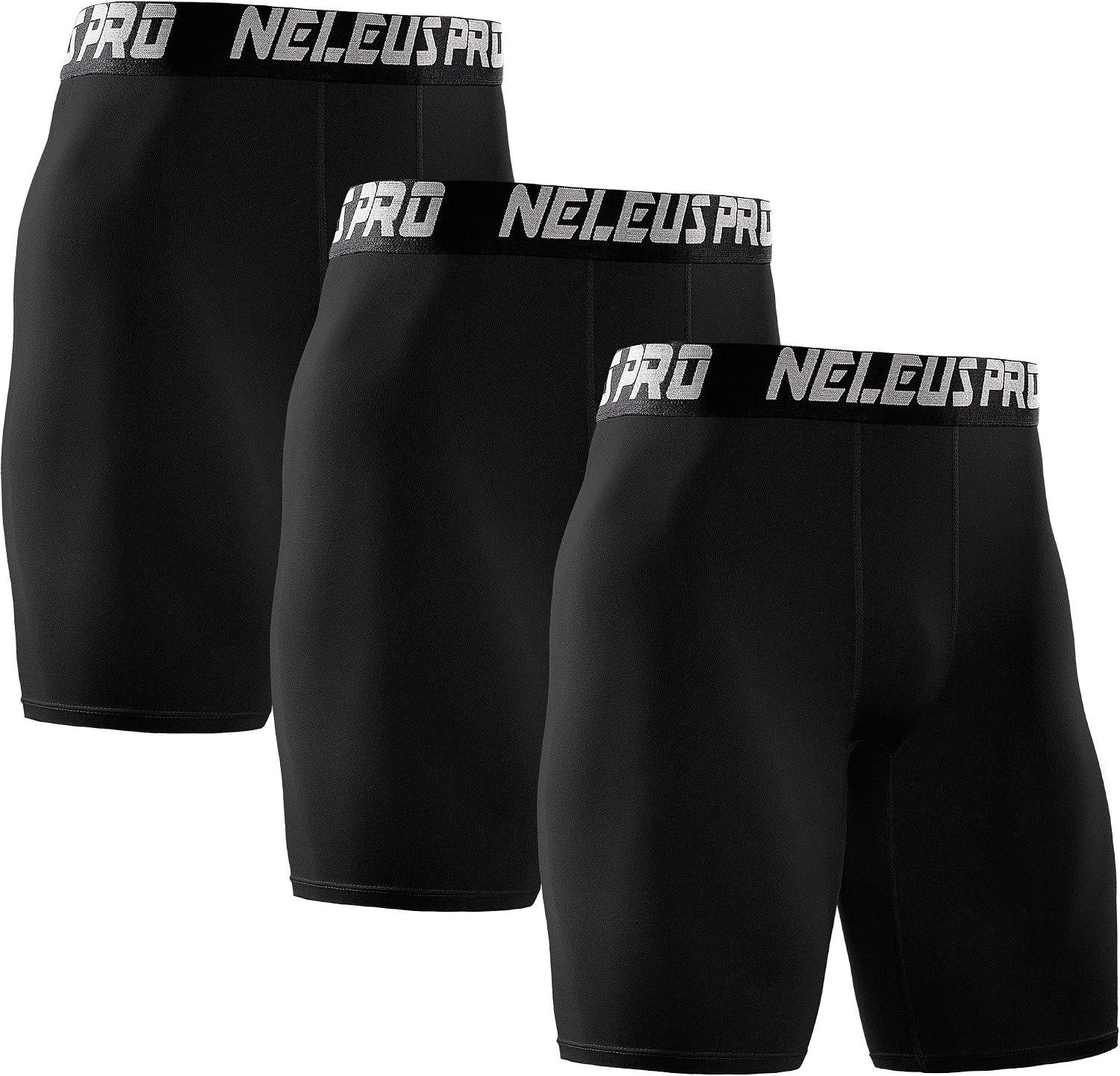 NELEUS Men’s 3 Pack Performance Compression Shorts