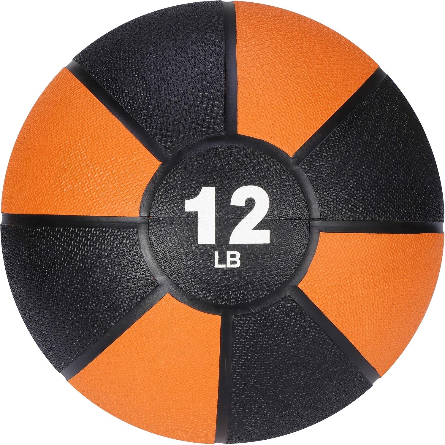 12lb Slam Medicine Ball Weighted Fitness Workout Ball with Rubber Shell Textured Grip for Core Strength, Exercise, Cardio, Balance and Flexibility Improves