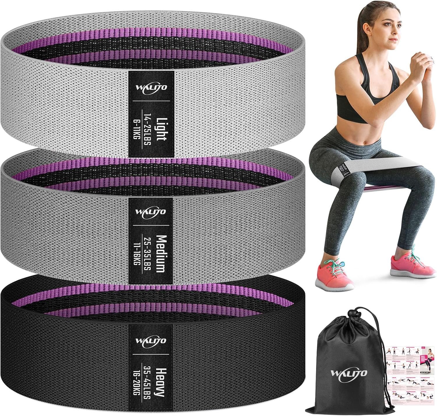 Fabric Resistance Bands for Working Out, Exercise Bands for Glutes and Legs | Workout Band for Women and Men, Elastic Booty Band Set for Squats, Hip, Thigh, Yoga, Pilates, Rehab, Fitness and Home Workout