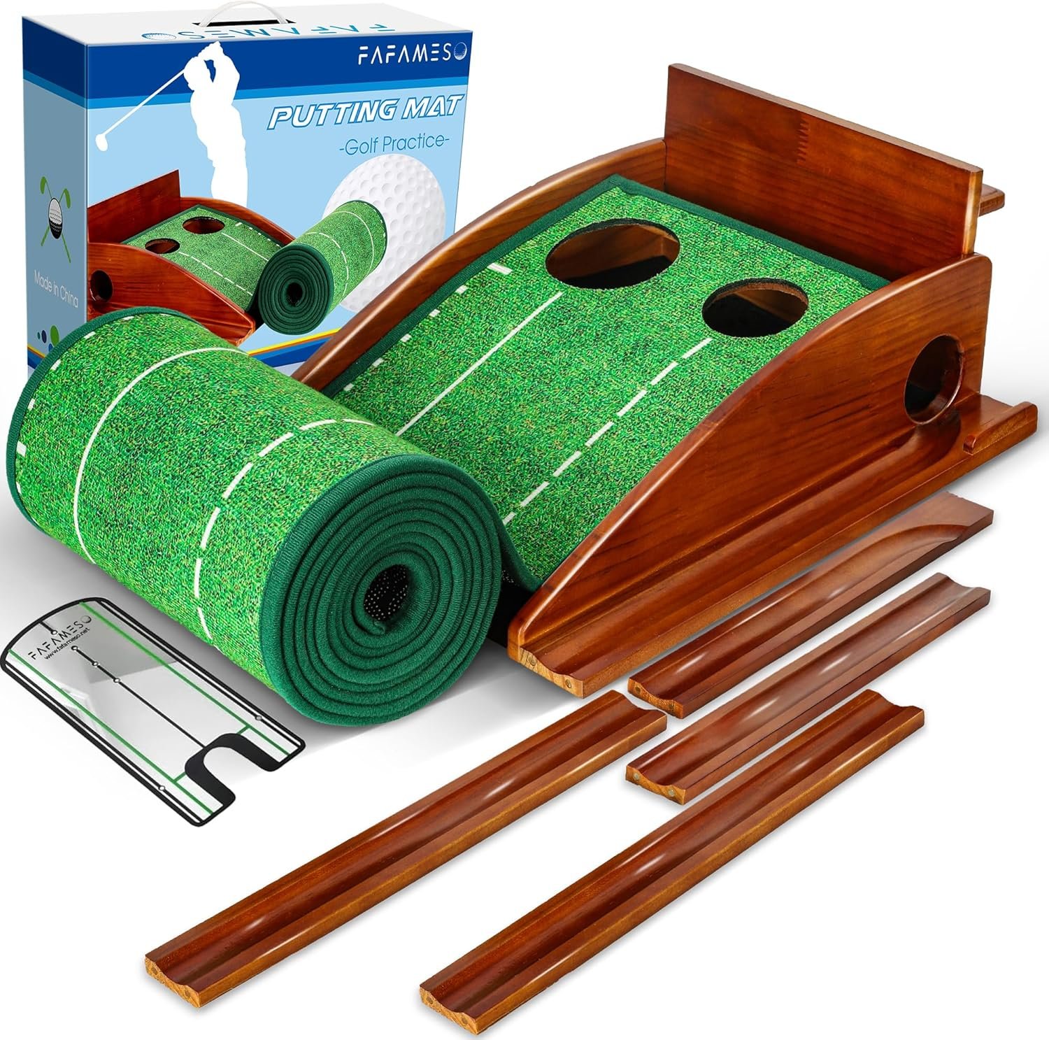 Golf Putting Mat, Putting Green Indoor with Ball Return – Golf Gifts for Men Christmas, Golf Training Aid for Home Office, Portable Putting Training Mat for Men