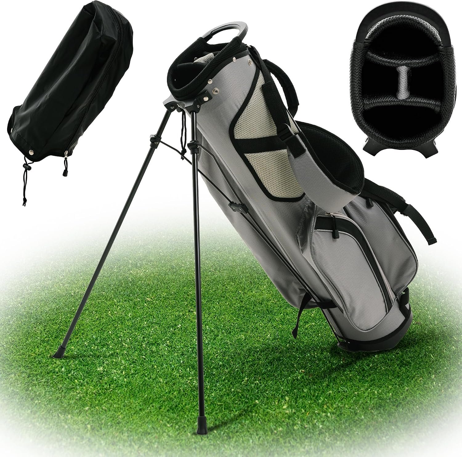 Ultra-Lite Golf Stand Bag – 3 Lbs, 4 Way Divider Portable Golf Club Carry Bag, Water-Repellent Golf Travel Case with Rain Hood, Golf Gifts for Men and Women