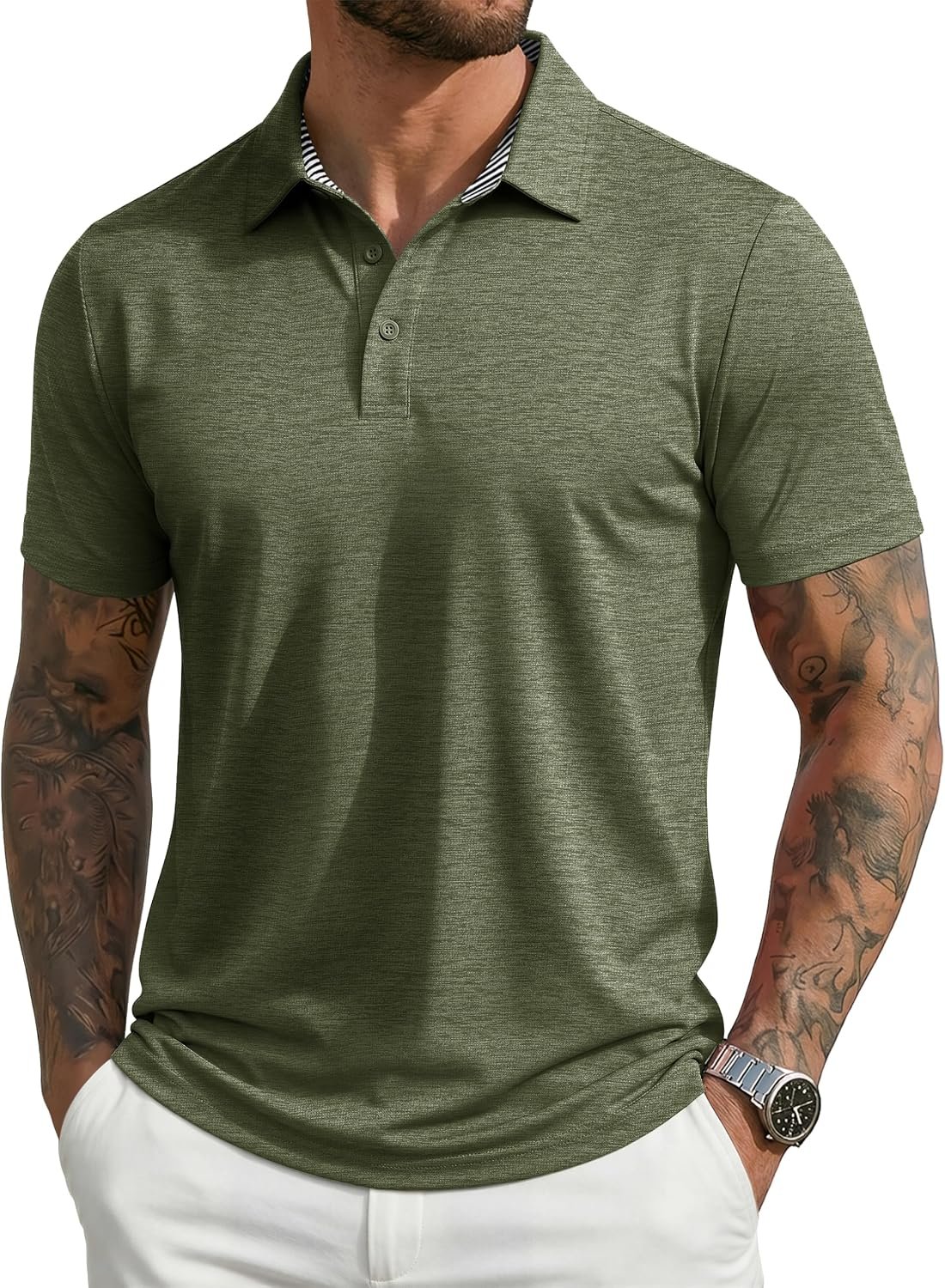 MAGCOMSEN Men’s Short Sleeve Polo Golf Shirts 3-Button Moisture Wicking Athletic T-Shirts Casual Collared Shirt