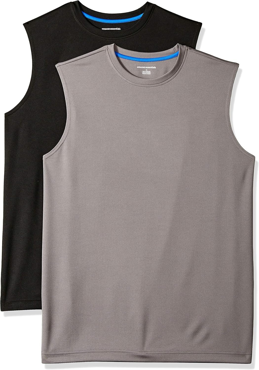 Amazon Essentials Men’s Gym Tank Tops, Moisture-Wicking Dry Fit Breathable Muscle Shirts, Pack of 2