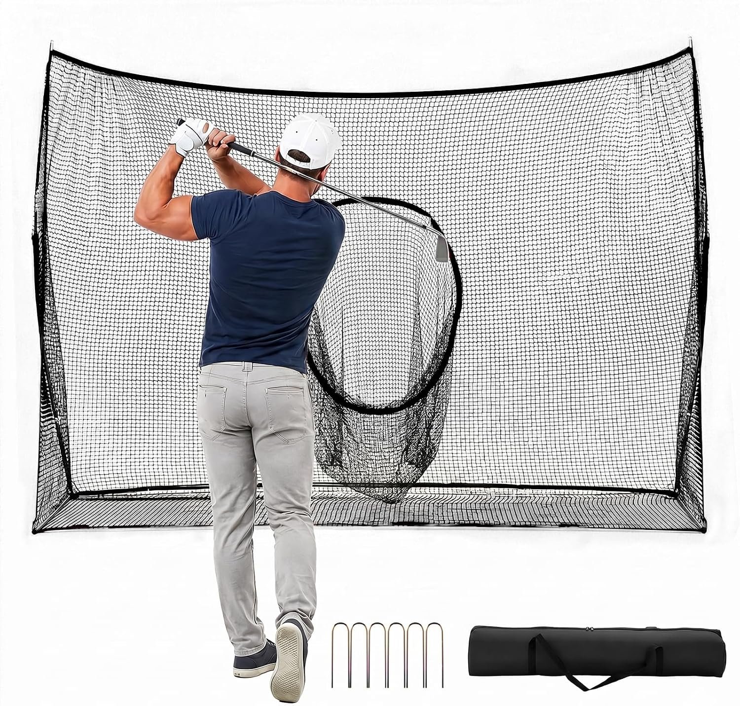 Golf Net for Backyard, 10×7 FT Golf Practice Hitting Net with Frame | Indoor Outdoor Use, Driving Training, Swing Practice, Durable Construction, Easy Setup, Portable Carry Bag