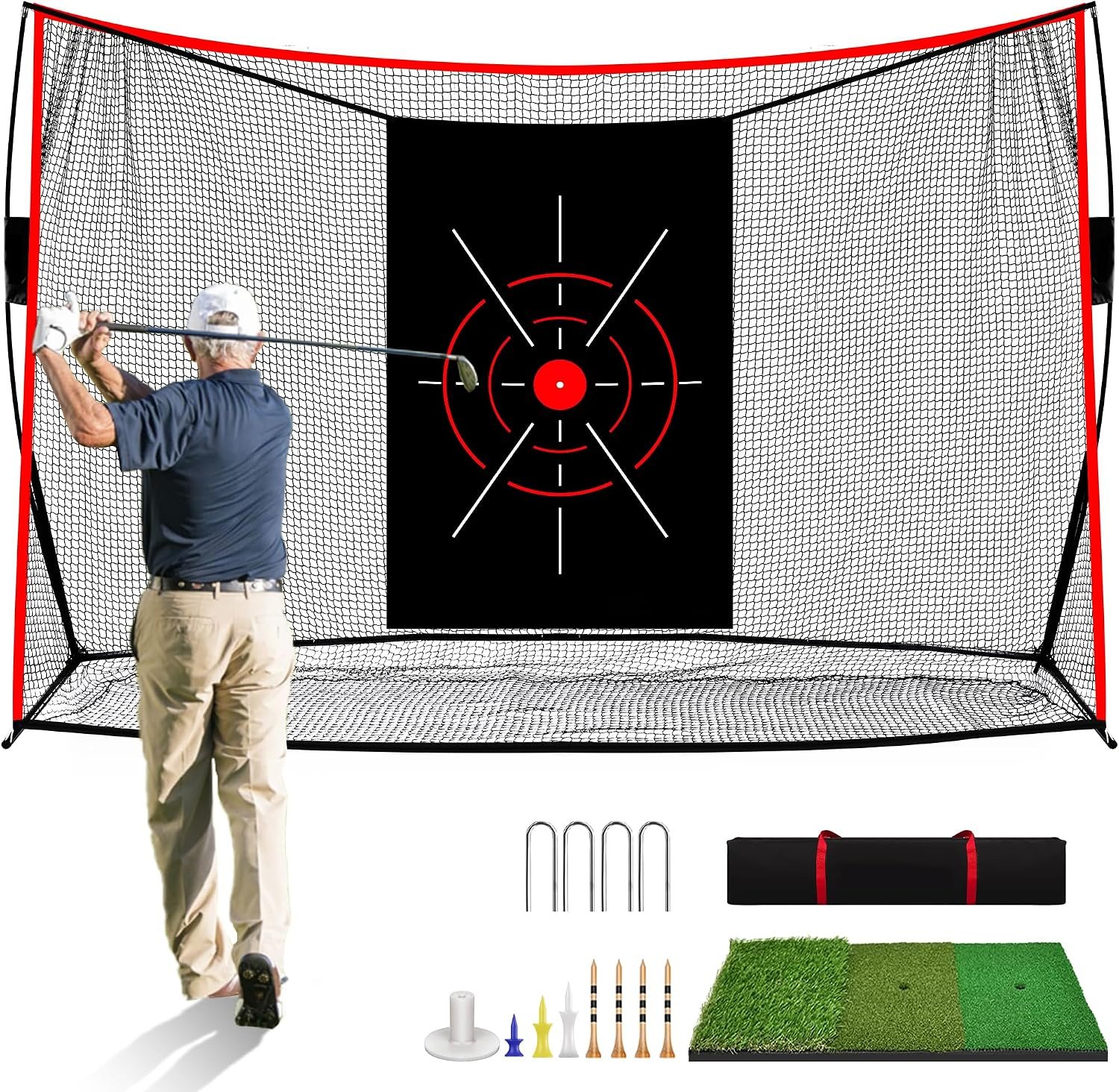 Bltend Heavy Duty Golf Net, 10x7ft/11x8ft Golf Practice Nets for Backyard | High-Density Netting with Metal Base, Spacious Golf Practice Hitting Nets for Driving Swing Backyard Garage Outdoor Indoor