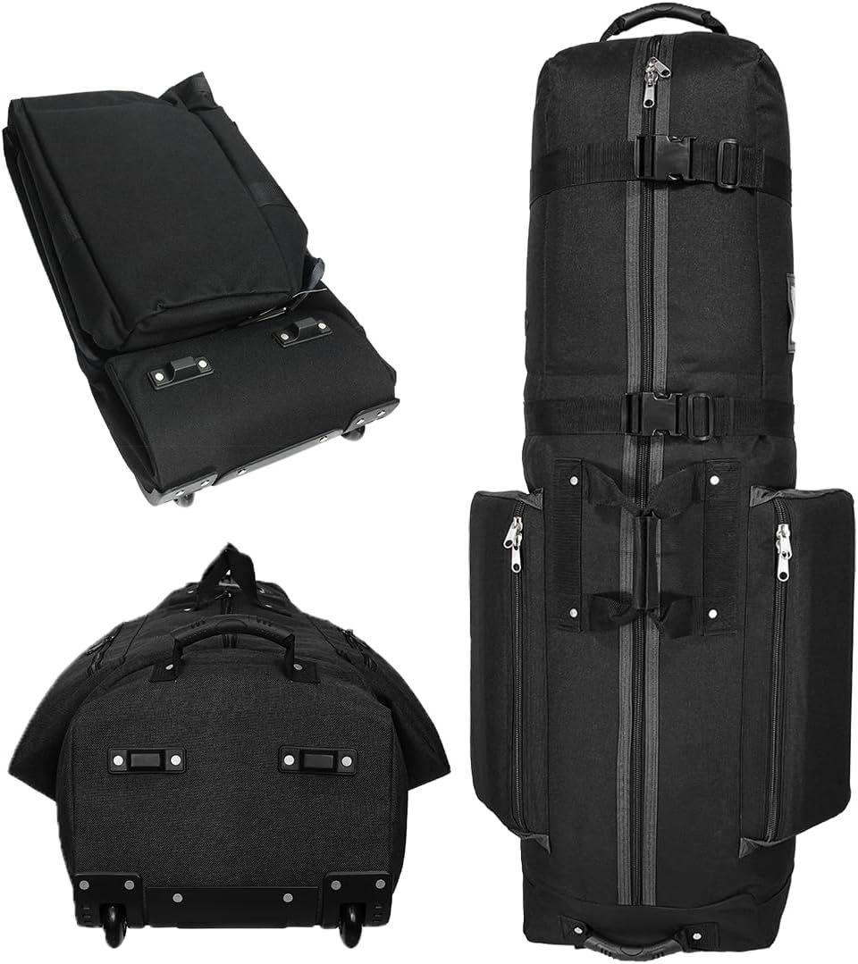 CADDYDADDY Constrictor Golf Travel Bag Cover w/Thick Dense Foam Padded Top | 1 Year Full Travel Bag Replacement Coverage Wheels Lockable Zippers Huge Side Pockets Case for Transporting Clubs on Airlines