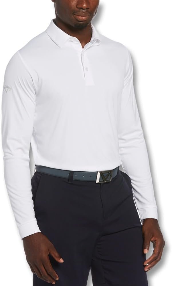 Callaway Men’s Long Sleeve Moisture Wicking Golf Polo Shirt with Stretch Fabric (Available in Big & Tall)