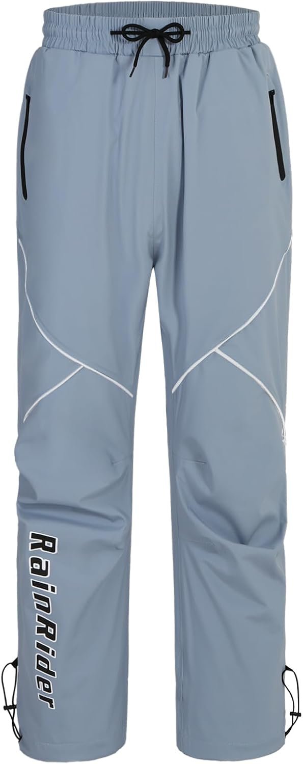 RainRider Waterproof Rain Pants for Men Women Windproof Over Pants Lightweight Rain Gear for Golf Outdoor Fishing