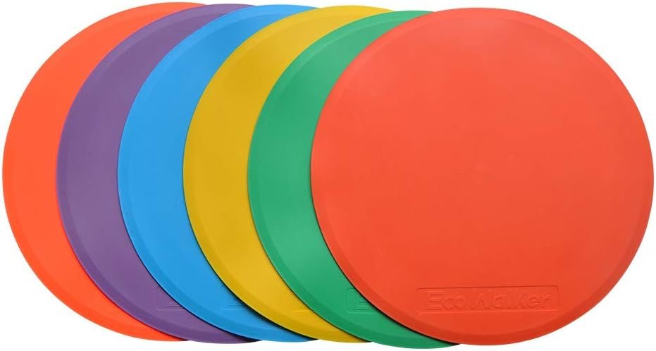 10 inch Spot Markers, Set of 6 Flat Field Cones (25 cm) – Non-Slip Floor Markers for Soccer, Basketball, Football, Speed & Agility Training, Gym Class & Coaching Drills