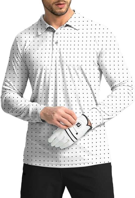 Men’s Polo Shirt Long Sleeve Golf Shirts Lightweight UPF 50+ Sun Protection Cool Shirts for Men Work Fishing Outdoor