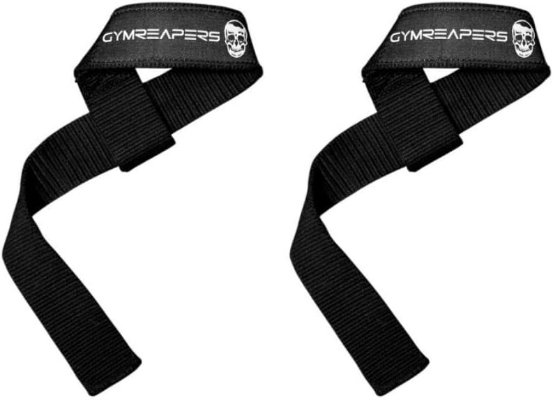 Gymreapers Lifting Wrist Straps for Weightlifting, Bodybuilding, Powerlifting, Strength Training, & Deadlifts – Padded Neoprene with 18″ cotton (Black – No Padding)