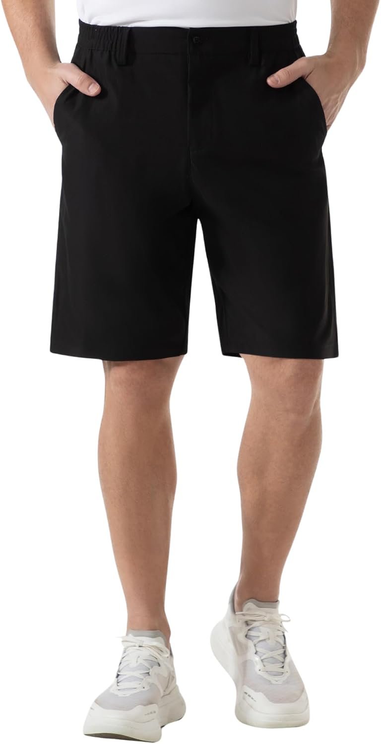 SIX ISLANDS Men’s Golf Hybrid Shorts 9 Inch Inseam with Pockets Quick Dry Stretch Flat Front Casual Work Dress Shorts for Men