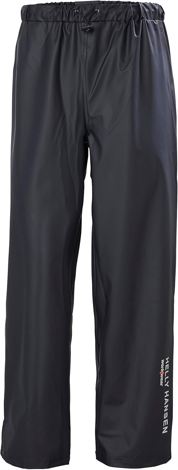 Helly Hansen Voss Waterproof Rain Pants, Reflective Trim, PU-Coated | Welded Seams, Reflective Commuter Rainwear, Adjustable Hems Over Boots, Elastic Waist Drawcord, Secure Fit for Long Shifts