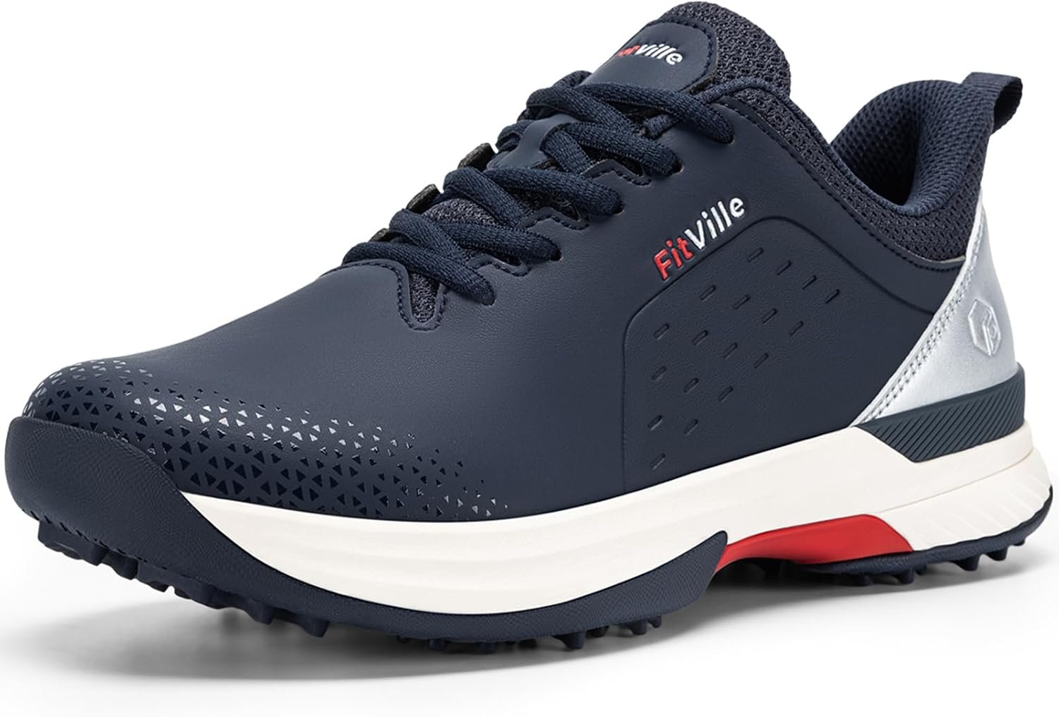 FitVille Extra Wide Men’s Golf Shoes Waterproof, Professional No-Slip Spiked Golf Shoes with Arch Support