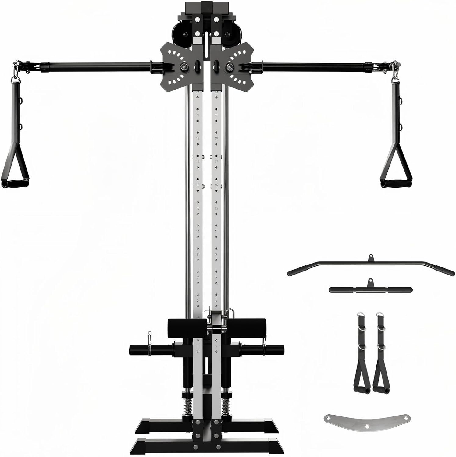 GMWD Cable Machine Home Gym, Wall Mounted Cable Machine with Dual Swivel Arms and 22 Adjustable Positions, All-in-One Cable Crossover Machine for Home Gym, Black