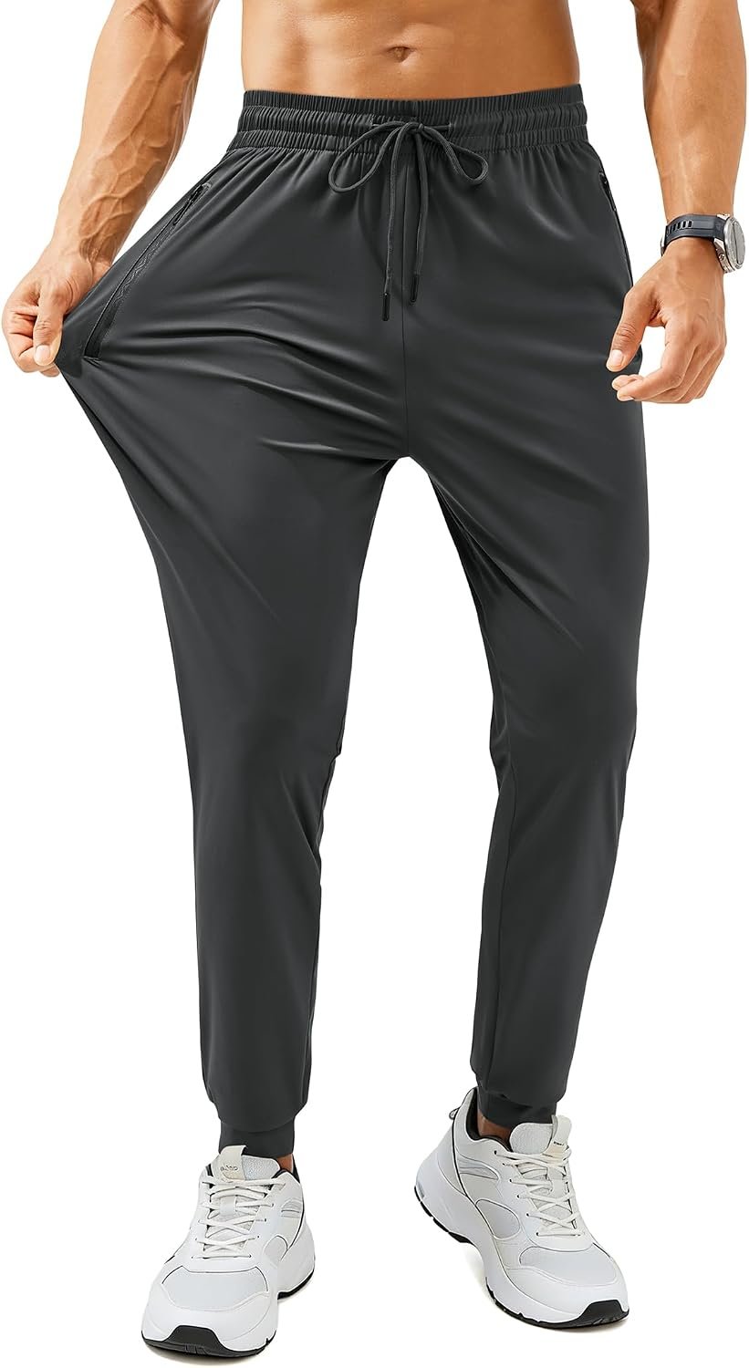 Mens Sweatpants with Zipper Pockets Lightweight Athletic Joggers for Workout Running Gym Track Casual Wear