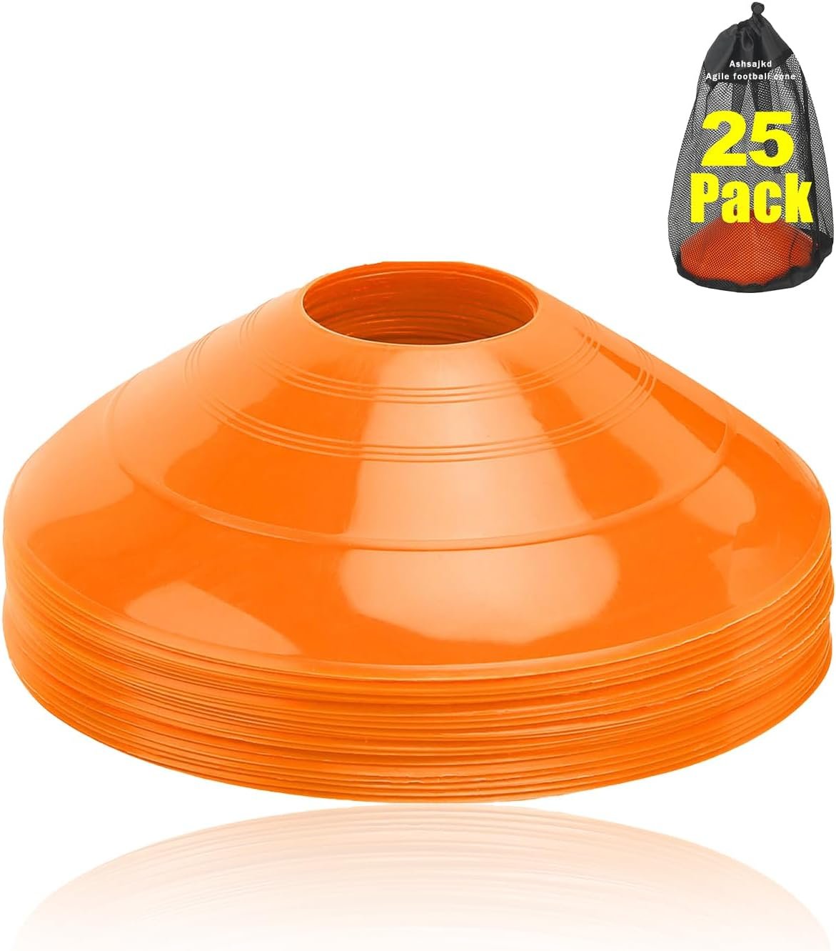 Ashsajkd(Set of 25/50/100 – Agility Soccer Cones with Carry Bag and for ， Football Cones for TrainingFootball, Basketball, Coaching, Agility Cones for Indoor and Outdoor Games