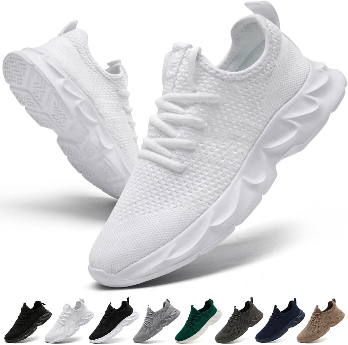 Men Lightweight Tennis & Gym Shoes Breathable Mesh Non Slip Sneakers for Work Walking Athletic Comfort