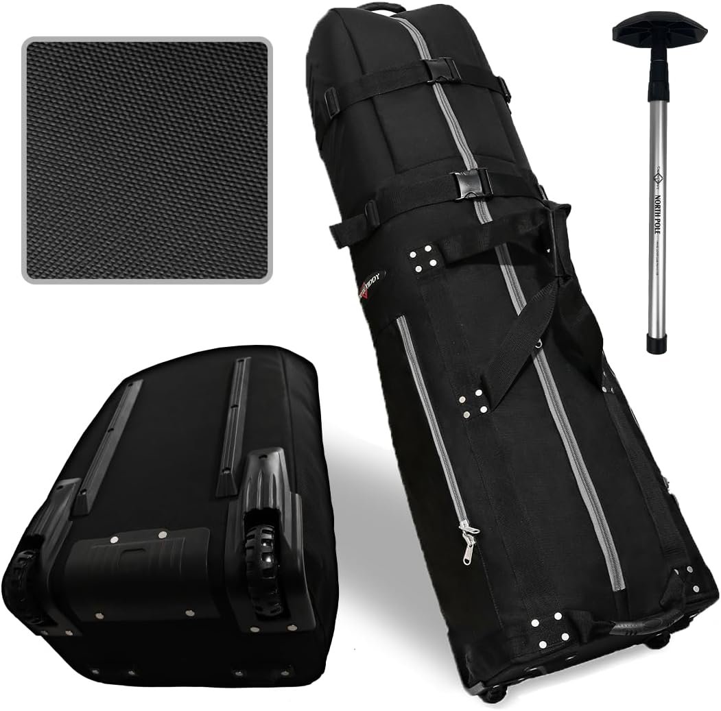 CaddyDaddy First Class Military Grade Ballistic Nylon Travel Cover with EVA Dense Foam Top Padding 2 Year Full Replacement Coverage Self Standing Base XL Wheels Case for Transporting Clubs on Airlines | EVA Dense Foam Top Padding 2 Year Replacement Coverage Self Standing Base XL Wheels Case for Transporting Clubs on Airlines