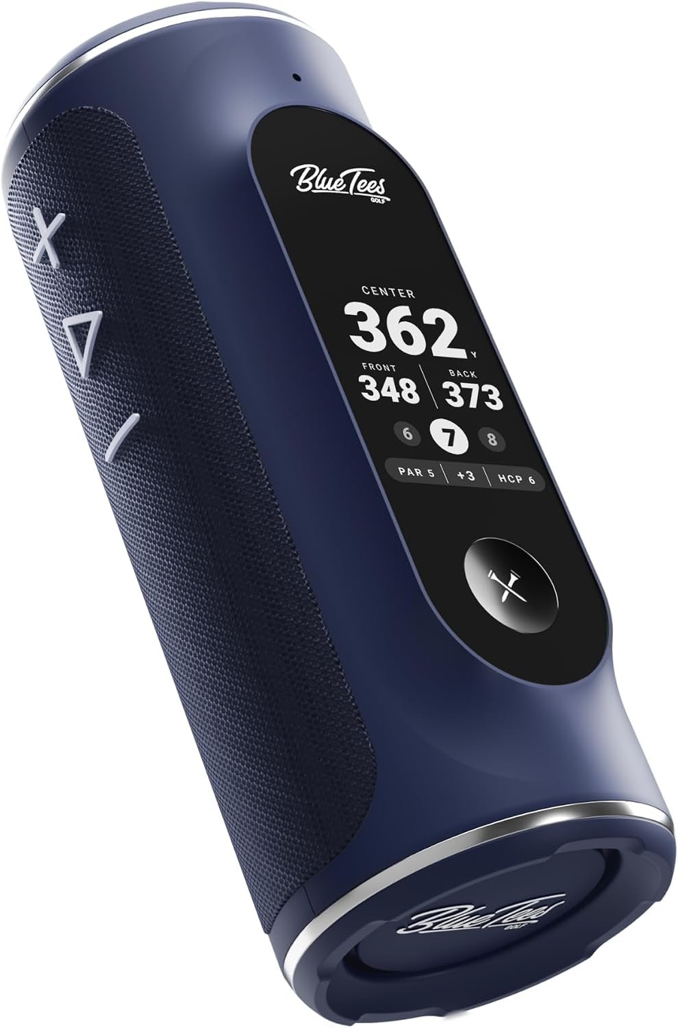 Blue Tees Golf Player+ AI-Powered GPS Speaker – Touchscreen Display, 10+ Hour Battery, 40,000+ Courses, Visual & Audible Distances, Hazard Detection, IPX7 Waterproof (Navy)