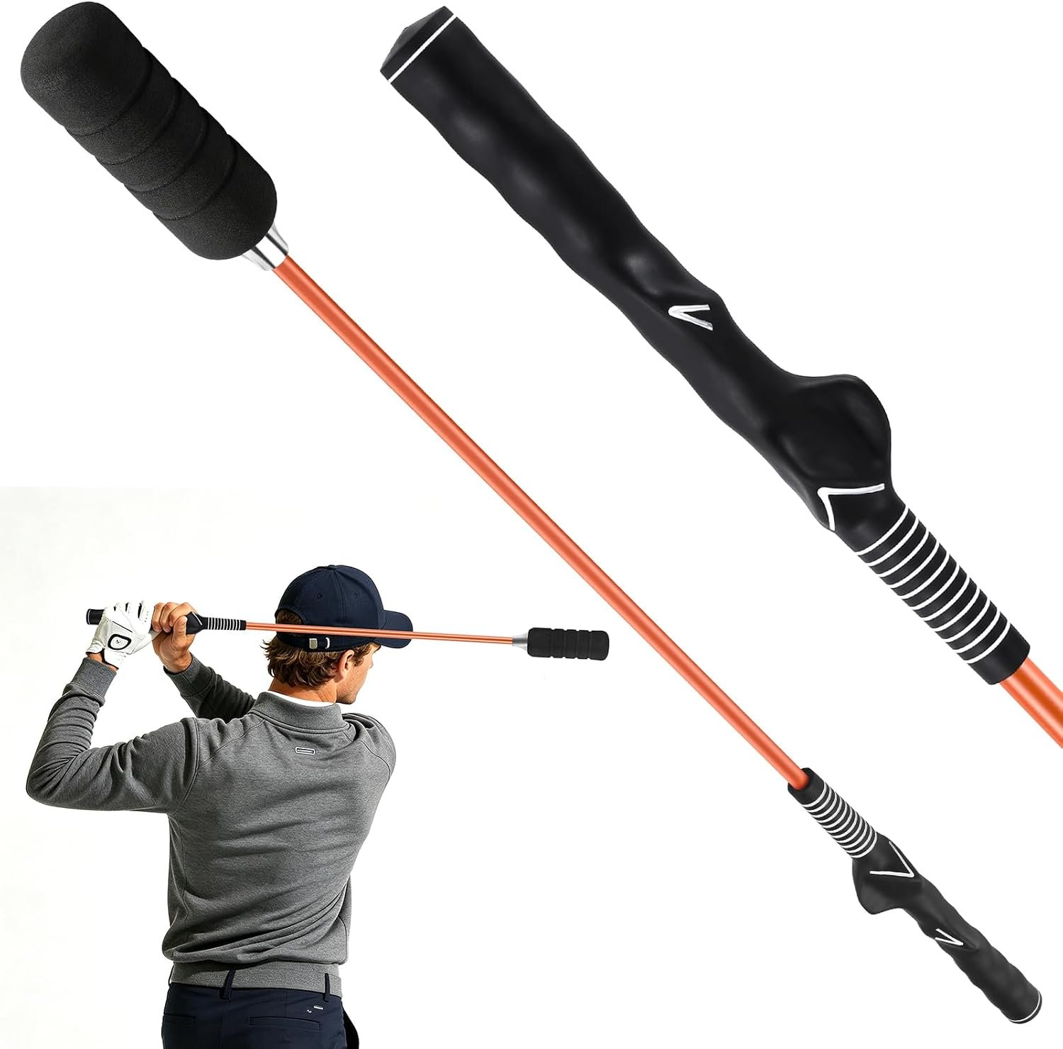 MIKOSI Golf Swing Trainer, Golf Grip Trainer and Tempo Trainer for Golfers | Portable Golf Swing Speed Trainer with Click Feedback, For Men Women Professional Beginners, Indoor utdoor Use,Ergonomic Grip