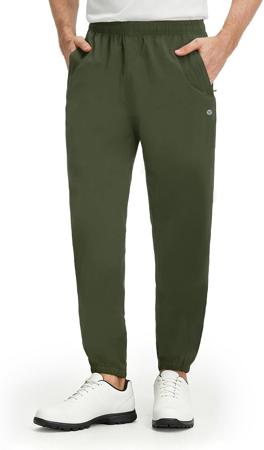 M MAELREG Mens Golf Rain Pants, Waterproof Lightweight Outdoor Hiking Jogger with Zipper Pockets