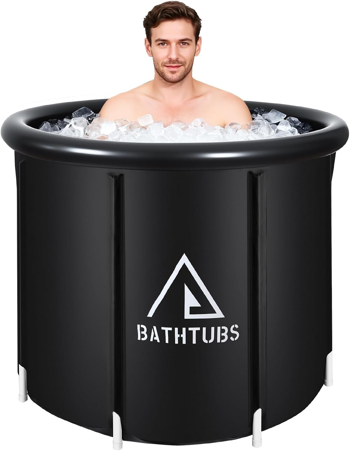 Ice Bath Tub for Athletes, 85 Gal Portable Cold Plunge Tub with Pump for Cold Water Therapy and Recovery, Indoor & Outdoor and Gym, Black
