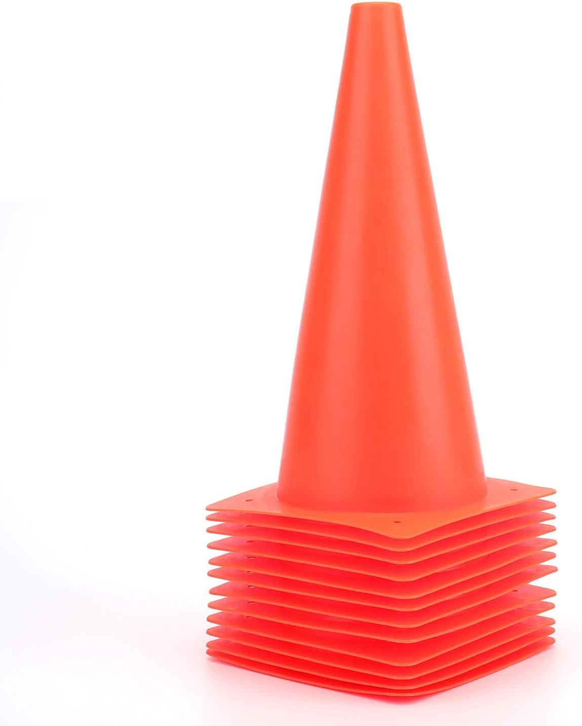 12 Inch Traffic Training Cones, Plastic Safety Parking Cones, Agility Field Marker Cones for Soccer Basketball Football Drills Training, Outdoor Sport Activity & Festive Events – 6 Colors