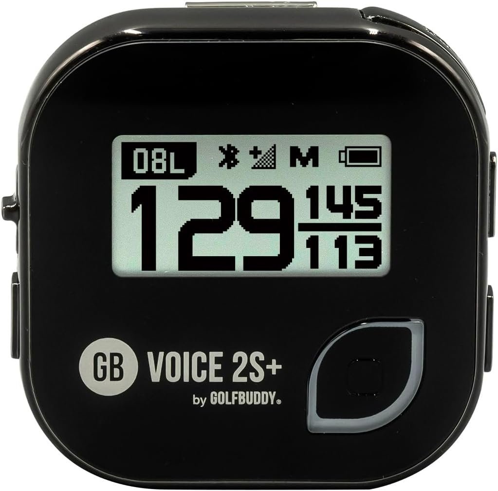GOLFBUDDY Voice 2S+ Talking GPS Rangefinder, Clip on Hat Golf Navigation, Slope Mode on/Off, 18 Hours Battery Life, Shot Distance Measurement, Preloaded with 40,000 Courses Worldwide (Black)