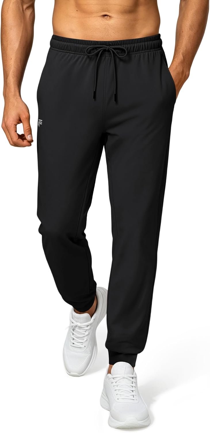 Mens Joggers with Zipper Pockets Lightweight Pant | Athletic Tapered Sweatpants Pants for Men Workout Running Hiking Gym Jogging