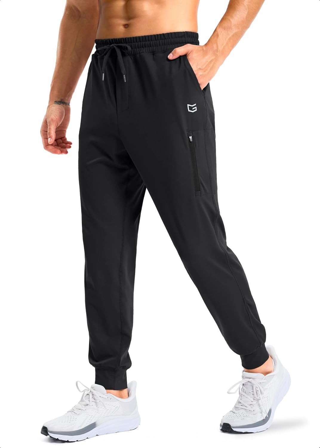 G Gradual Men’s Joggers with 4 Pockets Athletic Workout Sweatpants for Men | Back Zipper Pocket, Secure Thigh Pocket, Moisture Wicking, Stretch, Tapered Fit, Pants for Men Running, Gym, Track