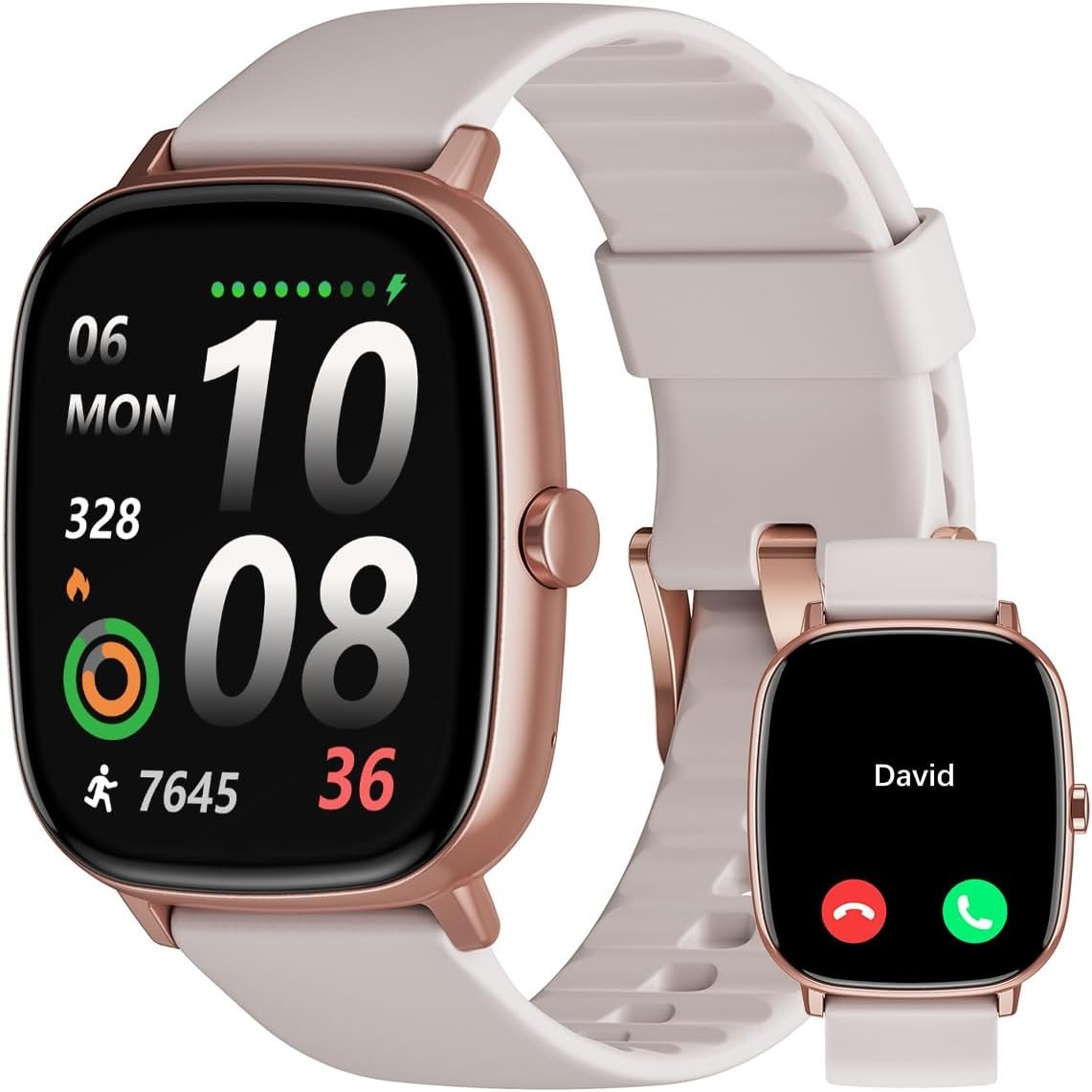 HUAKUA Smart Watch for Men Women with GPS Built-in Answer/Make Call Cream | 1.95″ HD, for iPhone/Android Phones, Fitness Tracker Heart Rate/Sleep Monitor, Step/Calories Counter 100+ Sport, Waterproof