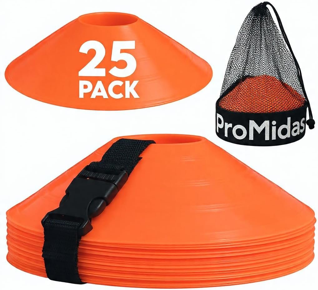 Disc Soccer Cones for Training Kids – 25/50/100/200 Small Plastic Cones for Sports Training – Flexible Conos for Soccer Practice Equipment, Basketball & Football Drills Equipment