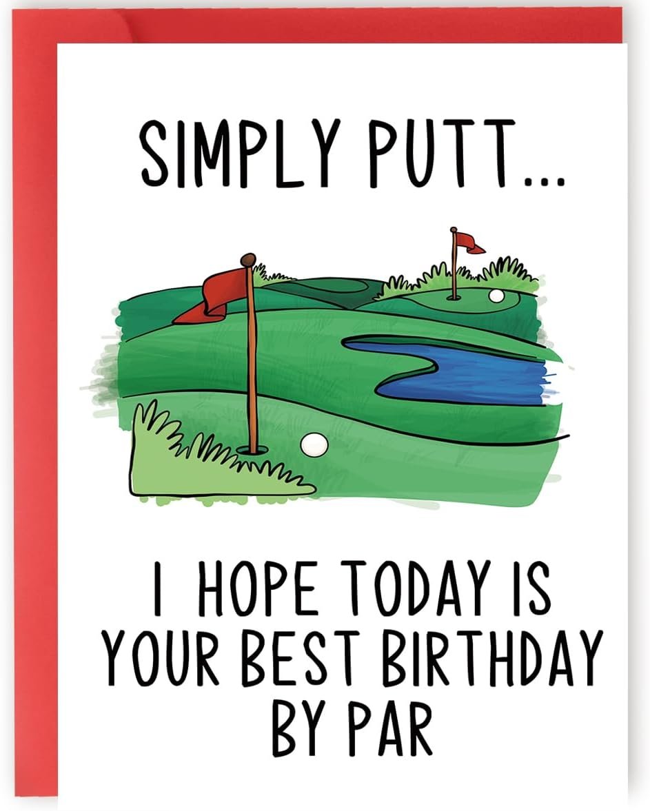 YiKaLus Funny Golf Birthday Card,Sports Bday Gift for Men Husband Dad | Thick 5.3in x 8in Card Stock with Premium Envelope,Blank Inside for Personal Message,Birthday Decoration for Men