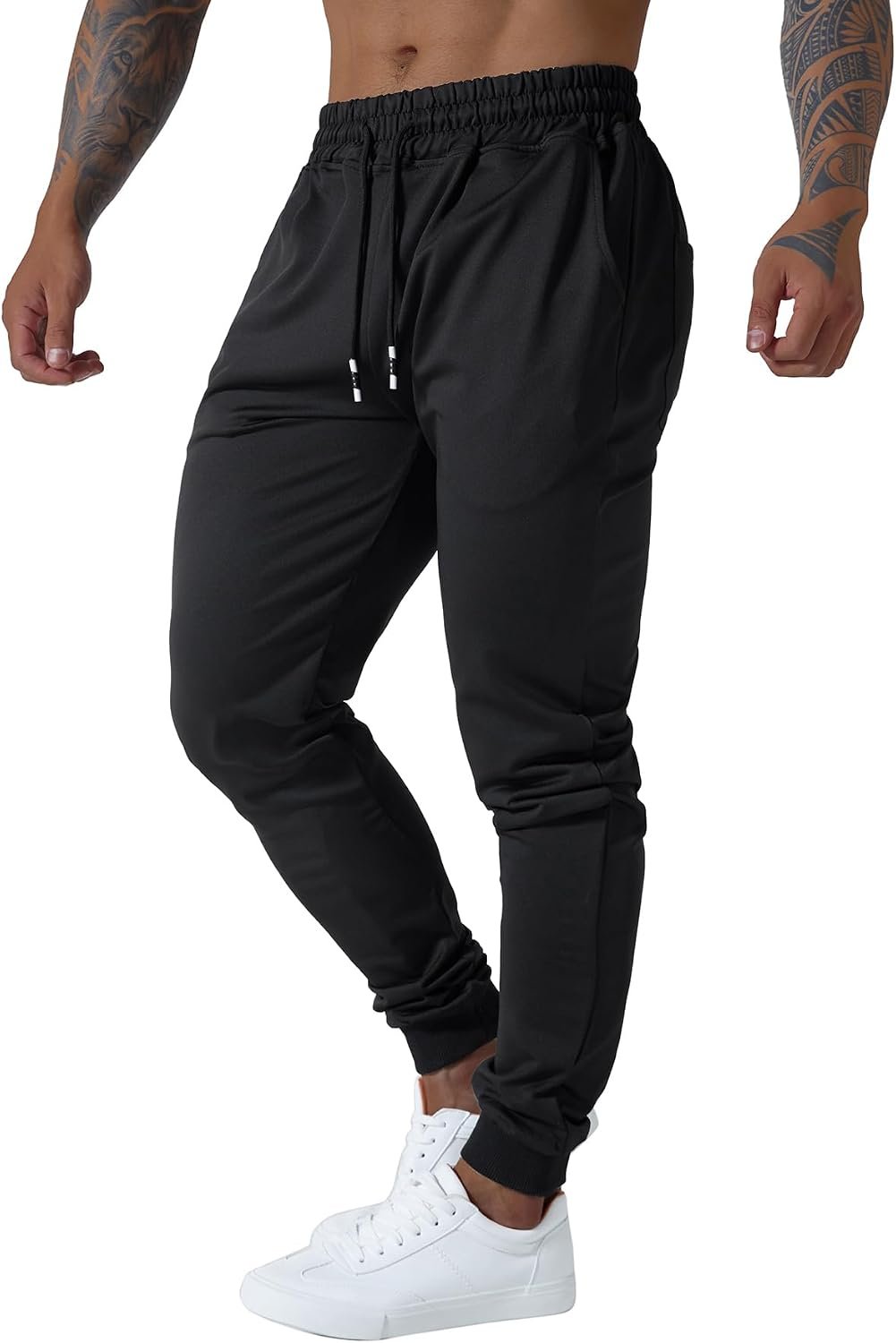 Men’s Slim Joggers Workout Pants for Gym Running and Bodybuilding Athletic Bottom Sweatpants with Deep Pockets