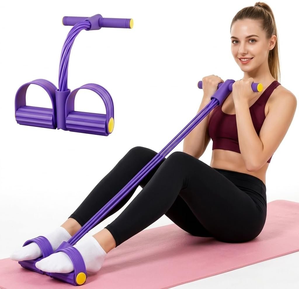 Pedal Resistance Band with Handle,4/6/8 Tubes Options,Full-Body Use | Premium Thick-Gauge TPE Tubes 25-45lbs with 300% Stretch,Sturdy PVC Foot Straps,Multiple Workout Modes for Full-Body Training