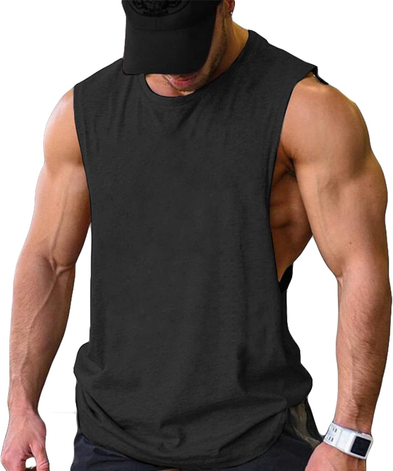 COOFANDY Men Workout Tank Top 2 Pack Gym Bodybuilding Sleeveless T Shirts | Cut Off Muscle Shirts, Moisture-Wicking Tees, Drop Arm Open Side Round Neck Design, Fitness Running Jogging Tank Top Shirts