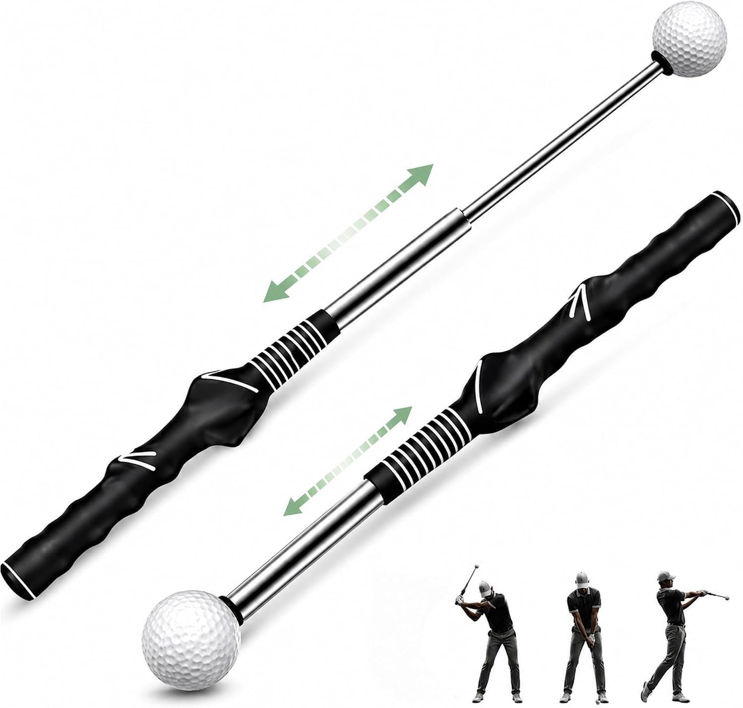 HRUIYL Retractable Golf Swing Trainer, Golf Grip Trainer, Golf Training Aid for Warm-Up, Golf Swing Training Aid, Grip Trainer Golf Club, Strength & Tempo Training for Chipping Hitting