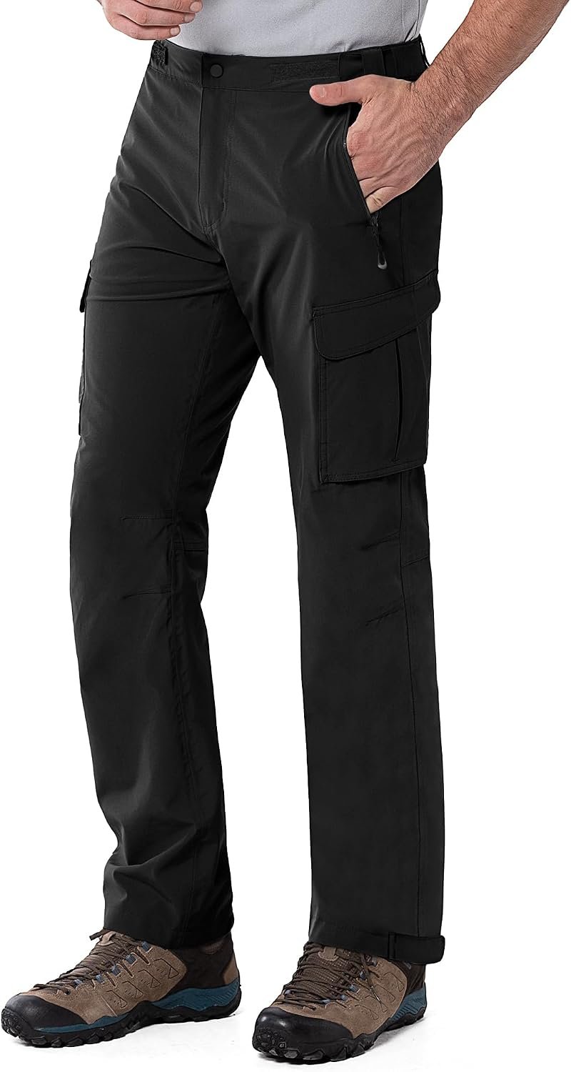 33,000ft Men’s Rain Pants Waterproof Overall Hiking Pants | Breathable, Lightweight, Water Resistant Zipper Pockets, Cargo Pockets, Hook & Loop for Outdoor Hiking, Fishing,Golf, Cycling